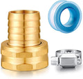 Solid Brass Garden Hose Repair kit Connector with Clamps 3/4" Barb x 3/4" Female,Fit for Garden Hose Fitting,Male and Female Hose Fittings