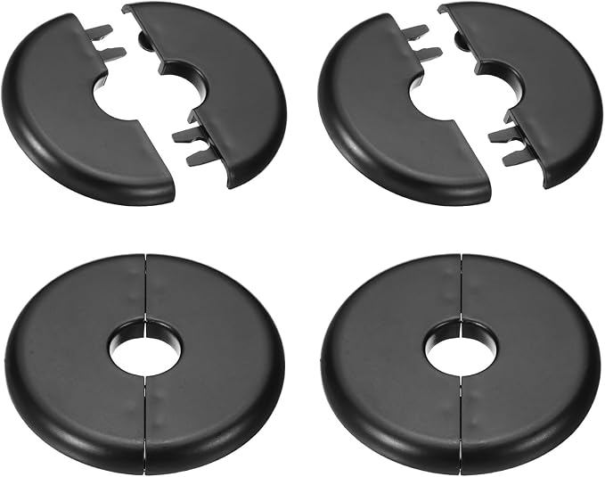 PATIKIL Wall Split Flange 70mm / 2.8" OD, 4 Pcs Round Escutcheon Plate Cover PPR Plumbing Cover Plates with Self-Adhesive Tape for 17mm / 0.7" Dia Water Pipe Faucet, Black