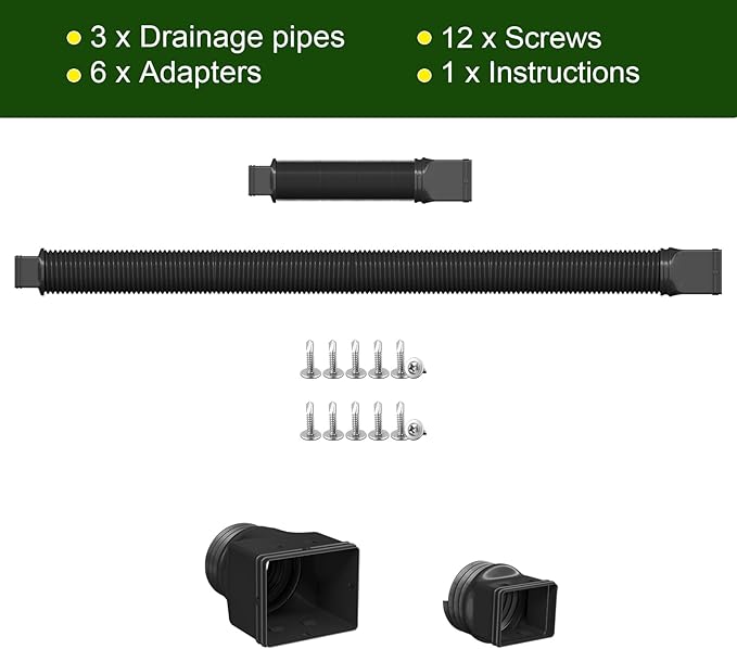 Rain Gutter Downspout Extensions, Downspout Extender for Rainwater Drainage Flexible, Down Spout Drain Extension Pipe and Extendable from 21 to 66 Inches (3 Pack, Black)