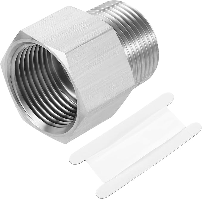 uxcell Pipe Fitting Reducing Adapter, 1" NPT Male x G1" Female 304 Stainless Steel Reducer Connectors for Water Oil Air Pressure Gauge, Silver