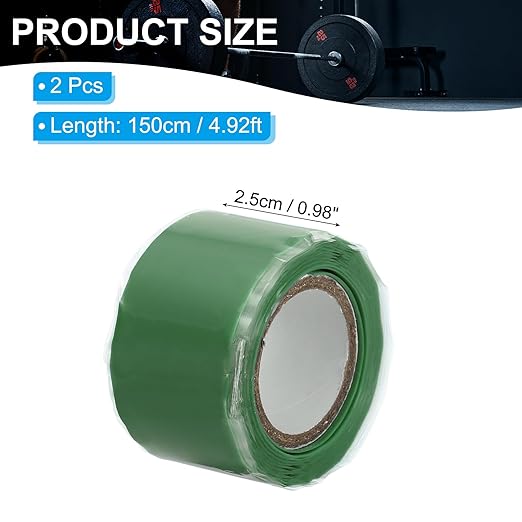 PATIKIL Grip Tape for Handles 1" x5ft, 2 Roll Self-Fusing Silicone Tape for Bike Handles Pull Up Bars Gym Equipment Plumb/Hose/Pipe Leaks Emergency Green