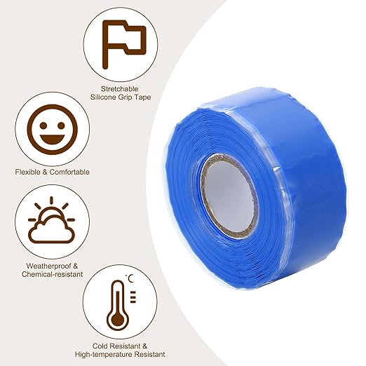 PATIKIL Grip Tape for Handles 1" x5ft, 2 Roll Self-Fusing Silicone Tape for Bike Handles Pull Up Bars Gym Equipment Plumb/Hose/Pipe Leaks Emergency, Blue