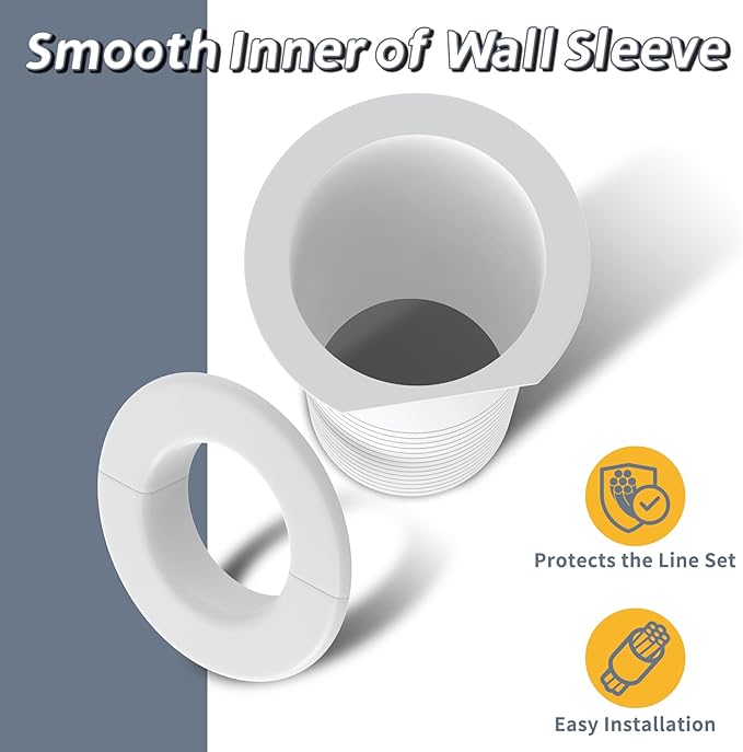 Flamorrow Mini Split Cover Wall Sleeve for Air Conditioning Line Set Covers, AC Sleeve Through Wall for Outside Air Conditioning Line Sets, Pipe Accessories