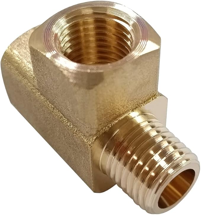 2PCS Brass Tee Pipe Fitting 1/4" NPT Female x 1/4" NPT Female x 1/4" NPT Male for Water/Oil/Gas
