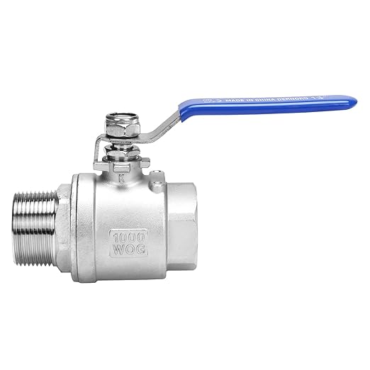 DERNORD 2 Pack Full Port Ball Valve 1-1/4 Inch - Male x Female Stainless Steel 304 Heavy Duty for Water, Oil, and Gas, 1000WOG