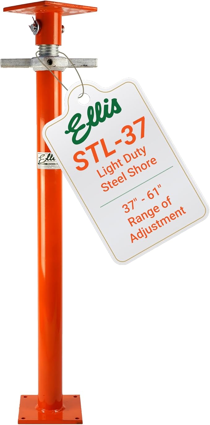 Ellis Manufacturing Light-Duty Steel Lifting Shore and Jack Post – House Jack for Foundation, Floor Leveling, and Concrete Bracing – 12,000 lb Safe Load Capacity – 37"-61" Adjustment