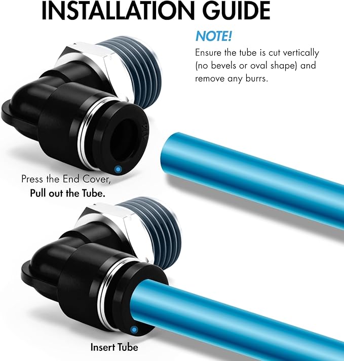 Pneumatic 1/4 Push to Connect Fittings Male Thread Elbow and Straight Combination Air Line Quick Connect Fittings 1/4"OD x 1/4"NPT Quick Connect Air Hose Fittings (Pack of 12)
