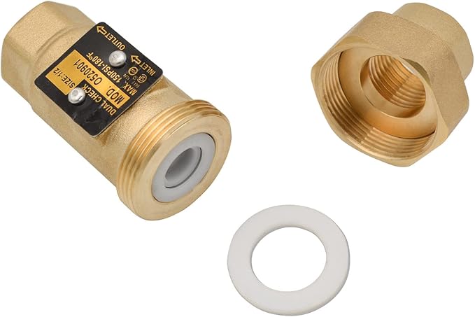 HYDRO MASTER Brass Dual Check Valve, 1/2" FNPT, Solid Brass, Max 150PSI-180°F