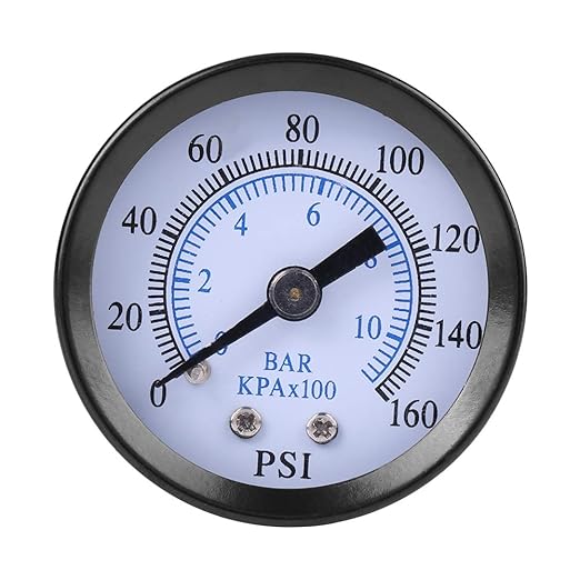Water Pressure Gauges, 40mm Mini Pressure Gauges 0-160PSI / 0-10BAR Dual Scale 1/8" NPT Thread Indicator Meter for Air Oil Light Fluid Systems