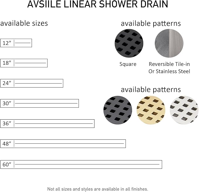 Linear Shower Floor Drain, Brushed Gold 30 Inch 304 Stainless Steel Bathroom Drains Kit, Long Rectangular Shower Trench Drain with Square Pattern Drain Cover & Hair Catcher
