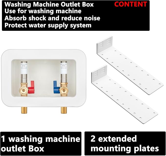 (1 Pack) Lidertik Washing Machine Outlet Box Sweat Thread with Hammer Arrestors and Center Drain, Inlet 1/2 inch Thread or Sweat x Outlet 3/4 inch Male Thread, Absorb Shock And Reduce Noise XYJH-611-L