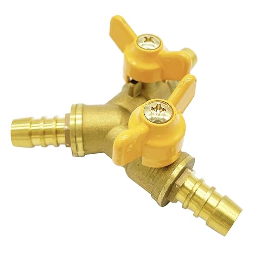 Brass 3 Way Shut-Off Valve, 3/8" Hose Barb 2 Switch Y Shaped Ball Valve Water/Fuel/Air