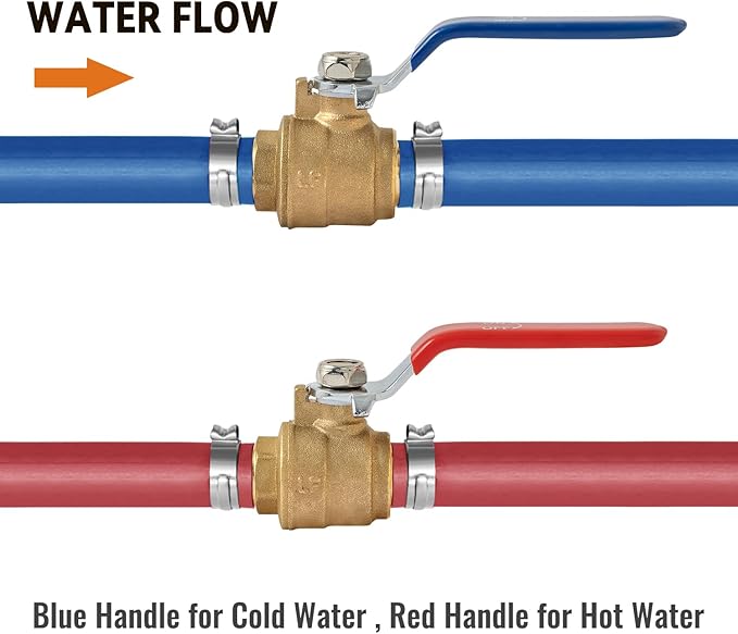 SUNGATOR 6-Pack Pex Ball Valve 3/4 Inch, Water Shut Off Valve, Brass Full Port Quarter Turn Crimp Pex Fittings for Hot and Cold Water, UPC Certified