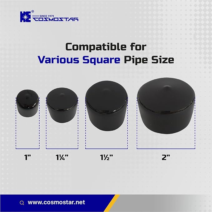 Cosmostar 1" Inch (25.4 mm) Round Rubber Hole Plugs - Durable Black End Caps for Metal Tubing, Fences, Chair & Furniture Legs | Easy Glide Protection & Secure