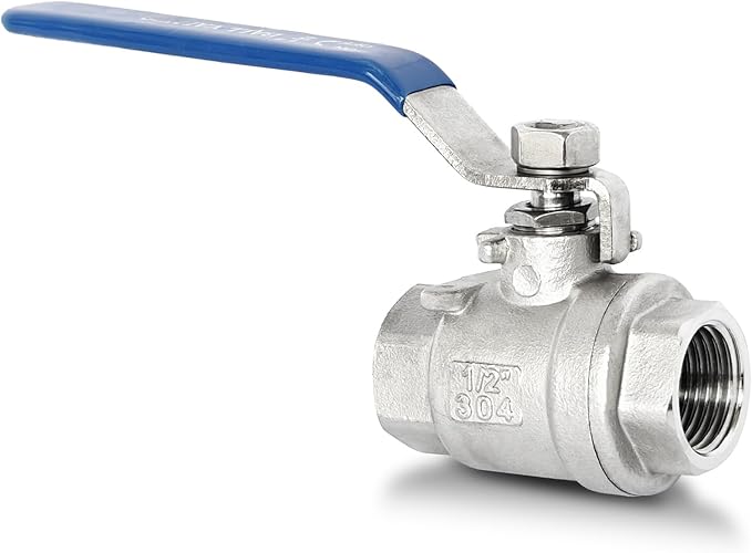 1/2" NPT Full Port Ball Valve, Female x Female Thread 2-Piece Heavy Duty Ball Valve with Blue Locking Handles 1000WOG for Water Oil Gas (1/2", DN15)