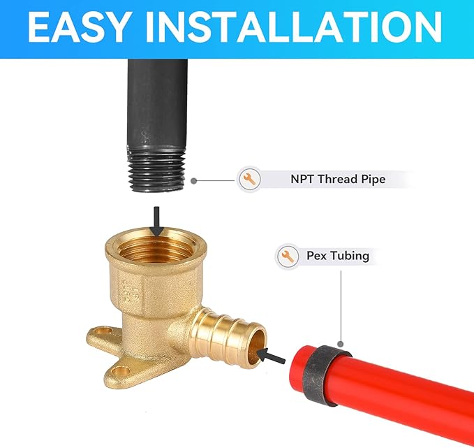 PEX Fitting 3/4" Drop Ear Elbow,200Pack Pex 3/4 Inch x 3/4 Inch Female NPT Drop Ear Elbow,PEX F1807 Crimp Brass Fittings(PEX1807169-200Pack)