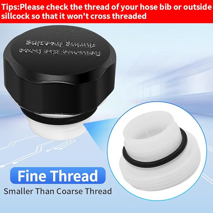 Vacuum Breaker Replacement Kit, ASSE 1019-A Vacuum Breaker Repair Kit(Fine Thread), Anti Siphon Valve Repair Kit, Outdoor Faucet repair kit(Black) with 1PCS 3/4" Outdoor Faucet Cap(Black)