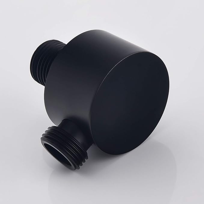 Wall Supply Elbow, Brass Round Wall Mount Shower Hose Connector 1/2″ Drop Ell Union Water Outlet for Handheld Hand Shower, Black