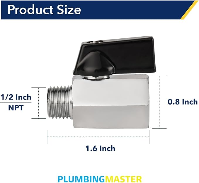 1/4" Mini Ball Valve NPT Female X Male Shut-Off Valve, 2-Way Full Port Shut Off Valve, Manual On/Off Control, for Water Air Oil Gas, Industrial & Household Plumbing Applications-10pcs