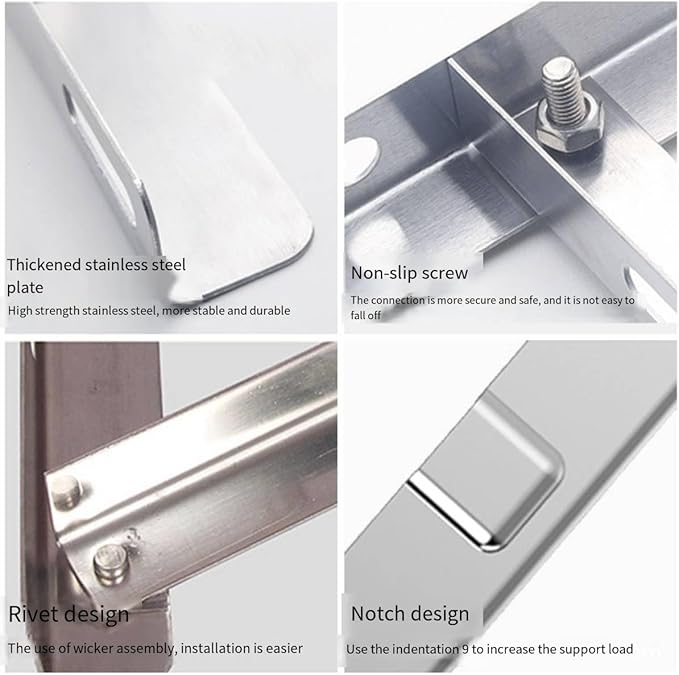 mini Split Wall mounting Bracket Fits 9000-36000 BTU condensers Required mounting Screws Included Maximum Weight 320 lbs. 1.3 Thickness mm Stainless Steel Wall Mount Air Conditioner Bracket