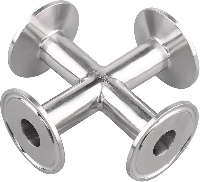 DERNORD 4 Way Cross Clamp Fits 1.5" Tri-clamp Sanitary Fitting Stainless Steel 304, 20mm Pipe OD