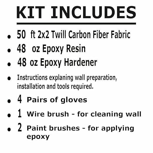 50 ft - Carbon Fiber-Basement Wall Crack Repair Kit - Carbon Fiber Foundation Wall Repair - Easy to use Includes Instructions