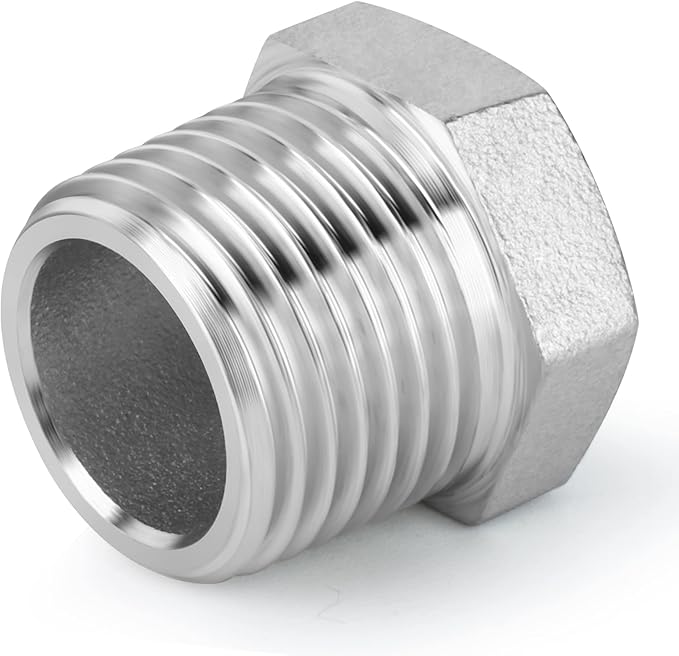 TAISHER 5PCS 304 Stainless Steel Reducer Hex Bushing, 1" NPT Male x 1/2" NPT Female, Reducing Pipe Adapter Fitting