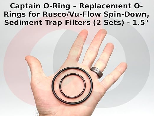 Captain O-Ring – Replacement O-Rings for Rusco/Vu-Flow Spin-Down, Sediment Trap Filters (2 Sets) [Select Size .75OR, 1OR, 1.5OR, or 2OR] (1.5" Filter (1.5OR) - 2 Sets)