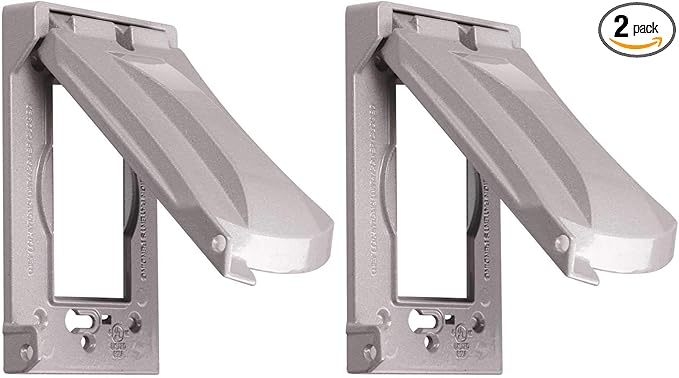 Hubbell Bell MX1050S Single-Gang Weatherproof Heavy Duty Universal Flip Cover Gray Finish (Pack of 2)