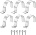 uxcell 6Pcs 50mm(2") One Hole Rigid Pipe Strap, 304 Stainless Steel Conduit Clamp Thicken U Bracket Heavy Duty Pipe Clamp with Self-Tapping Screws for Fixing Tube Cable, Silver