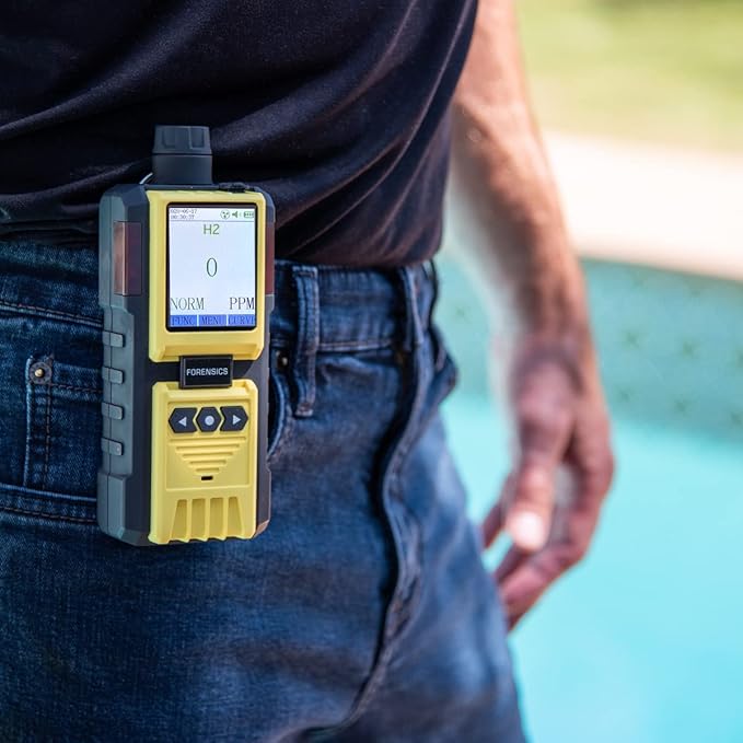 Hydrogen Gas Analyzer by Forensics | USA NIST Calibration |Range: 0-1000ppm | Resolution: 1ppm | Built-in Pump & 4ft Probe |
