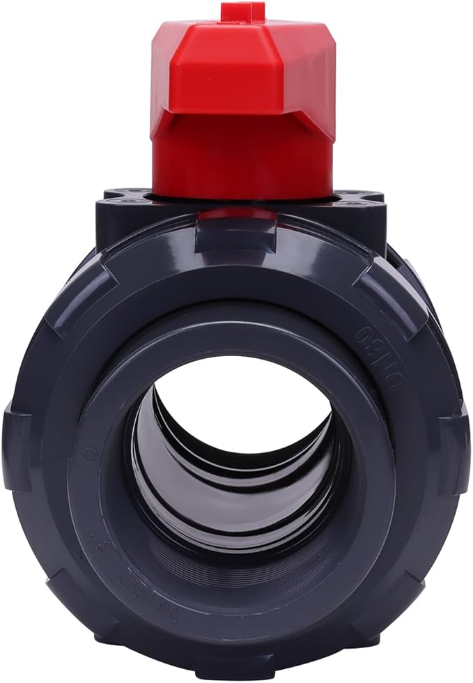 DERNORD PVC True Union Ball Valve NPT Threaded with Full Port, EPDM O-Rings, and Reversible PTFE Seats, Rated at 200 PSI (3 Inch NPT Threaded)