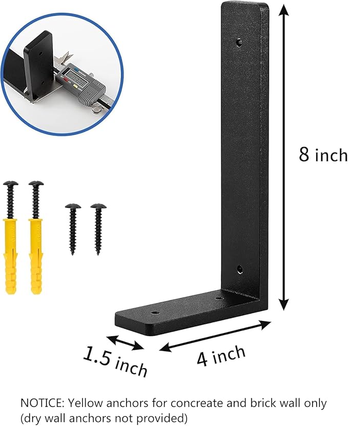 8 INCH x 4 INCH Shelf Support Bracket Heavy Duty, L Shelf Brackets ,max Load 88lbs, , Metal Brackets for Shelves, Counter Bracket ,Corner Brace,Pack of 4. (8 '' x 4 '' L-Shape)