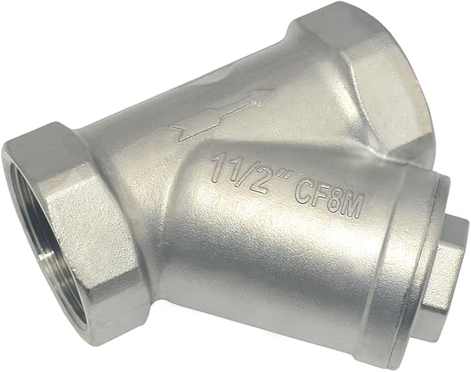 Strainer Mesh Filter Valve,800WOG Y-Spring NPT Female Check Valve,Stainless Steel SS316 CF8M (1-1/2")