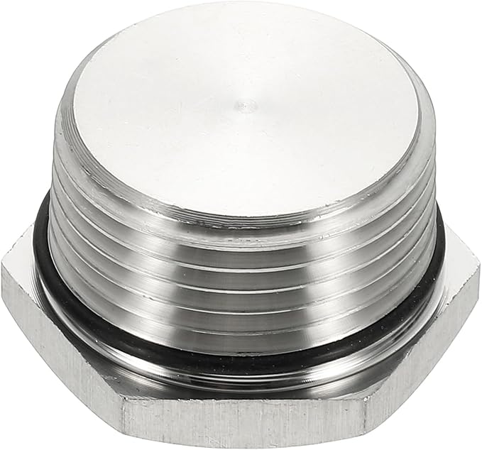 MECCANIXITY NPT Pipe Plug Fitting, 304 Stainless Steel NPT1 Male Outer Hex Thread for Plumbing Fixed with Sealing Rubber Ring