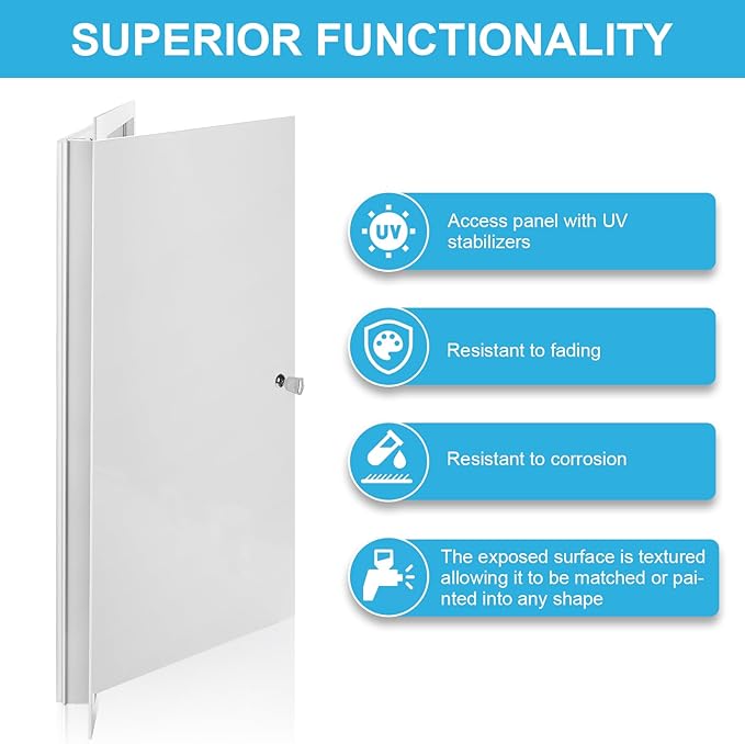 Access Panel for Drywall, 24 x 24 inch with Lock and Key, for Ceiling, Electrical Conduits, Heavy Duty Metal Steel Access Door (White)