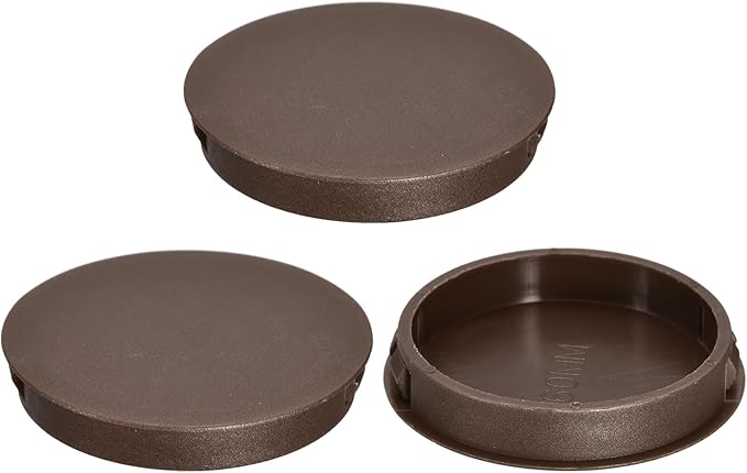 uxcell 3Pcs 60mm(2-3/8") Nylon Hole Plugs, Flush Type Panel Round Snap in Fastener Knockout Locking Plugs for Furniture Insert End Caps Panels, Brown