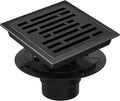 6 Inch Square Shower Floor Drain, Shower Drain Kit with Flange, Square Shower Drain, SUS 304 Stainless Steel Floor Drain,Matte Black