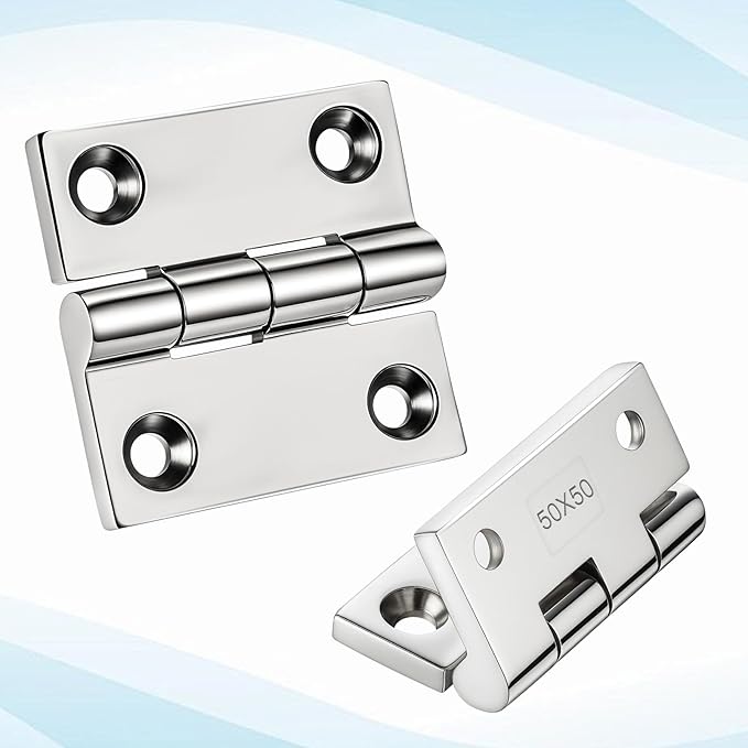 316 Stainless Steel Hinges Marine Grade, 2 inch x 2 inches (50mm X 50 mm), 4 PCS Heavy Duty Boat Hatch Hinge, Cabinet Butt Hinges Marine with Screws, for Boats, RVs