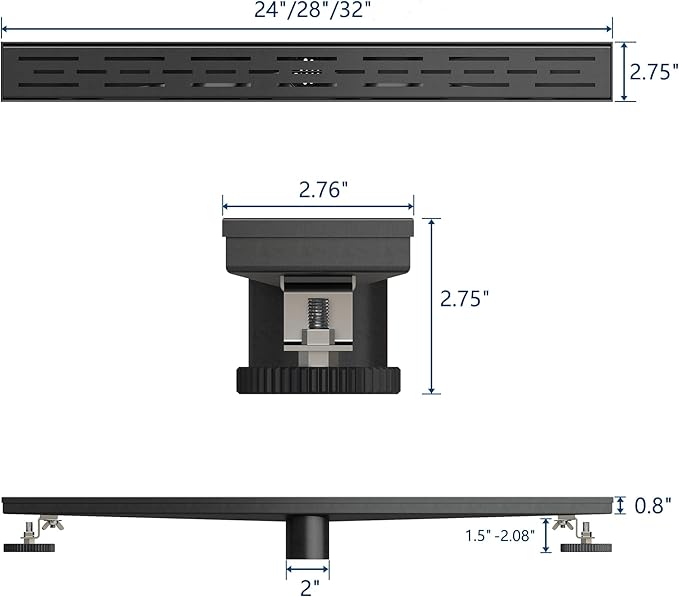 Neodrain 24 in Rectangular Linear Shower Drain with Brickwork Pattern Grate, 304 Stainless Steel Bathroom Floor Drain,Shower Floor Drain Includes Adjustable Leveling Feet, Hair Strainer,Black