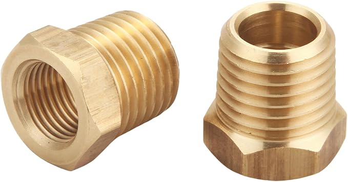 1/4 NPT Male Thread to 1/8 NPT Female Thread Brass Reducer Hex Bushing Brass Fitting Pipe Hose Tube Adapter Convert, Thread 0.5" OD to 0.375" ID, Pack of 10