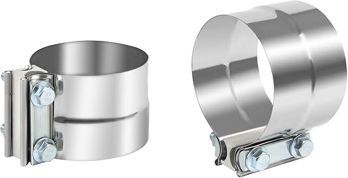 4 Inch Exhaust Pipe Clamp Lap Joint 4 In Exhaust Band Clamp Stainless Sleeve Coupler For Mufflers,Exhaust Pipe(2 PCS)