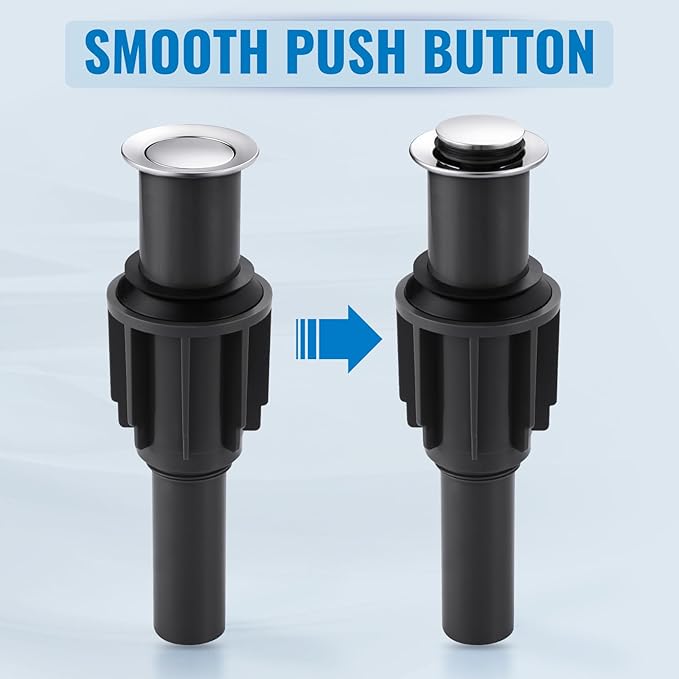 ALEASHA Pop Up Sink Drain Without Overflow, Bathroom Sink Drain Vessel Sink Stopper Pop Up Sink Drain Stopper, Pop Up Drain for Bathroom Sink Drain Strainer for Hair Catcher,Chrome