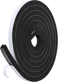 Weather Stripping Door Seal Strip- 1/2 Inch X 1/2 Inch X 10Feet, Strong Adhesive, Lightproof, Soundproof, Weatherproof Foam Tape Insulation for Sliding Door, Front Door Frame, Windows- Black