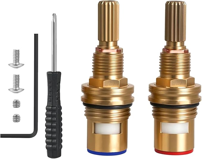 Ceramic Valve Set Compatible with Cold and Hot Widespread Cartridge Replace#: Brass 1-001 & Brass 1-002