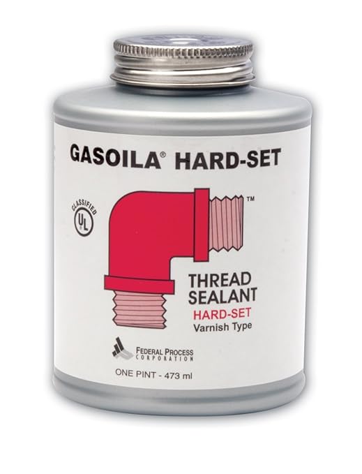 Gasoila Hard-Setting Permanent Thread Sealant, Fast-Drying Red Varnish Sealant for PVC, Metal, Rubber, Wood & More – -100°F to 600°F Temp Range, Brush in Cap Applicator, BT04, 1/4 Pint Can
