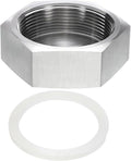 uxcell Hex End Cap 304 Stainless Steel Nut with Washer, G2" Female Thread Pipe Fitting, Gas Line Water Line Stop Valve Cap Tubing Ends for Plumbing Fittings, Silver Tone