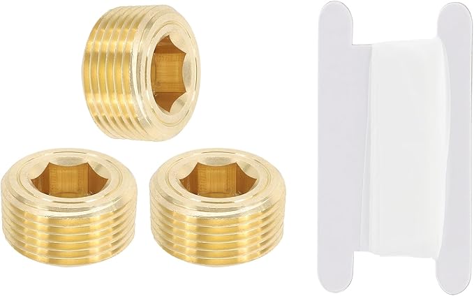 PATIKIL 1" NPT Male Pipe Plug Fitting, 1Pcs Brass Hex Counter Sunk Plug Brass Male Connector Socket for Closing the End of Pipe Industrial Machinery Fittings