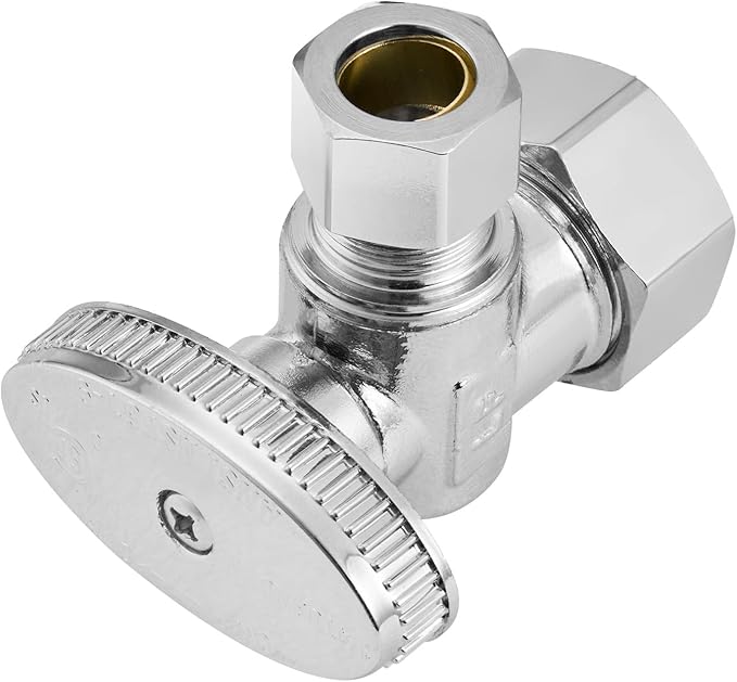 VEVOR 10-Pack Angle Stop Valve, 1/4 Turn Water Shut Off Valves, 1/2" Nominal (5/8" OD) Compression Inlet x 3/8" OD Compression Outlet Shutoff Valve for Bathroom Kitchen Toilet Shower Plumbing
