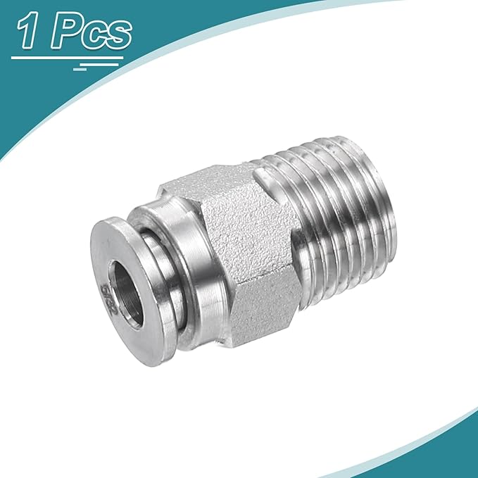 HARFINGTON Push to Connect Fittings 5/32" Tube OD x 1/8" NPT Thread Male Straight Union Fittings 304 Stainless Steel Quick Connect Pneumatic Accessories for Trailers Air Brake System